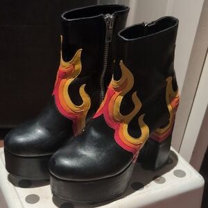 Black Flame Ankle Boots